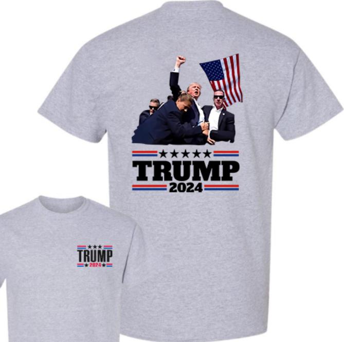 Trum Assassination Tee 2 Sides, Trum Shooting Tee, Support Trum Shirts, Trum 2024 Supporter Tee, They Missed, Trum Shirts 2024, Double Sided Graphic Printed Unisex - Classic Cotton Short Sleeve Top for Men - Man Menswear Underwear Tshirt