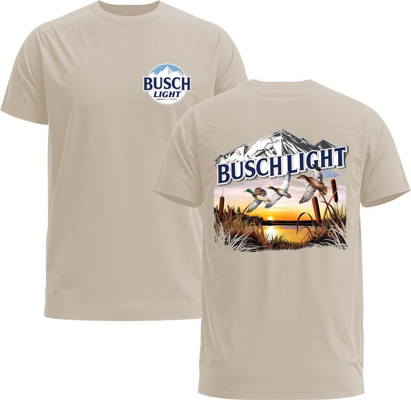 Busch Light Deer Hunting Scene 2-Sided Tee - Beer Unisex Tee - Gildan 5000 Graphic Shirt, Heavy Cotton, Full Sizing & Colors Tops Menswear Man