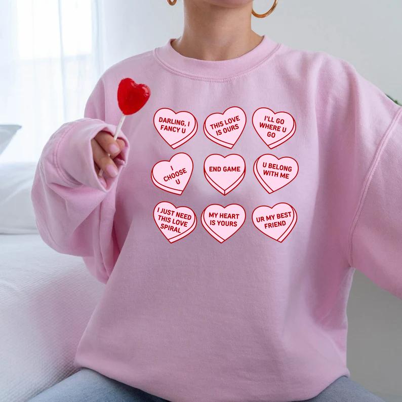 Love Lyrics TshirtSweatshirtHoodie, Conversation Heart, Valentine Heart Tshirt, Love Quotes Tee, Valentine 2025 Fan Shirt