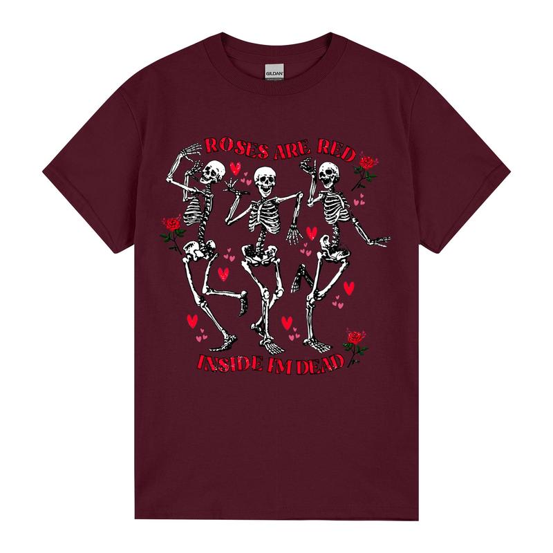 Roses Are Red, Inside Me Dead T-shirt, Skeleton Valentine Shirt, Funny Valentine Gift