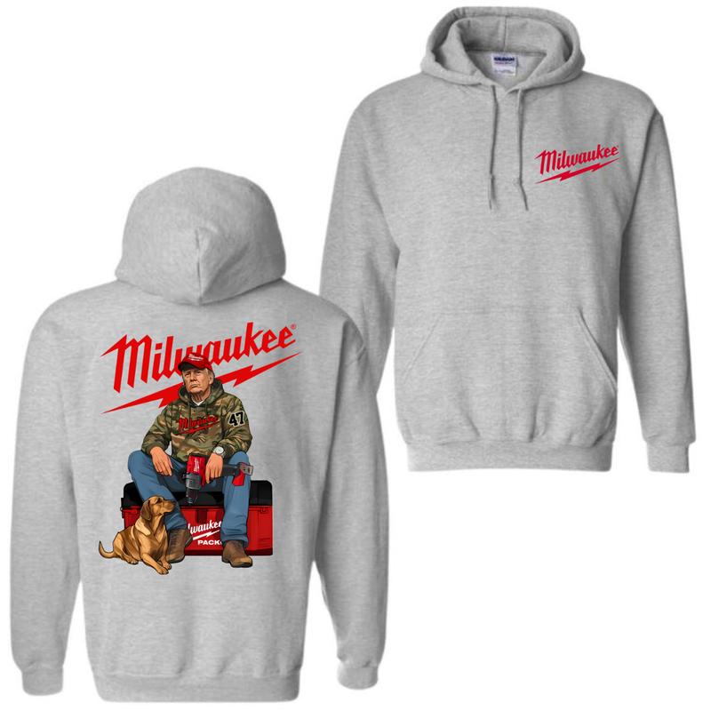 Milwaukee Trump Camo Unisex Cotton Hoodie - Trump Fuel Hand Drill Dog Hunt Sweatshirt And Tee - Menswear, Classic