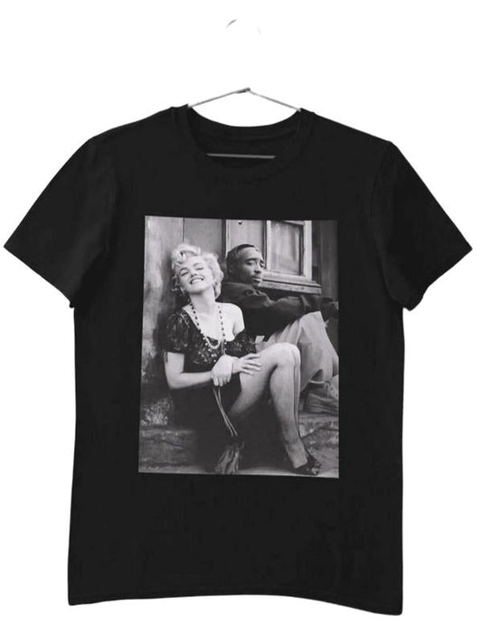 Vintage Tupac X Marilyn Monroeunique T-Shirts,Unisex Cotton Graphic Tee