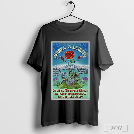 Poster Sages And Spirits Jan 23 24 2025 At Cervantes Masterpiece Ballroom In Denver Co Tour T Shirt