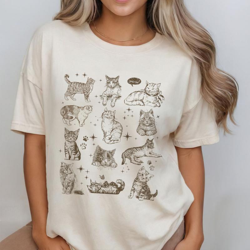 Vintage 90s Cat Tshirt, Retro Kitten Shirt, Cat Lover Shirt, Gift For Cat Lover, Funny Gifts For Women, Women Shirt, Vintage Tattoo Cat Shirt, Cat Lov