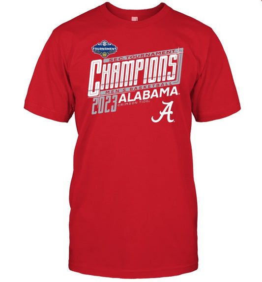 Alabama Crimson Tide Blue 84 2023 SEC Men's Basketball Conference Tournament Champions T-Shirt_1