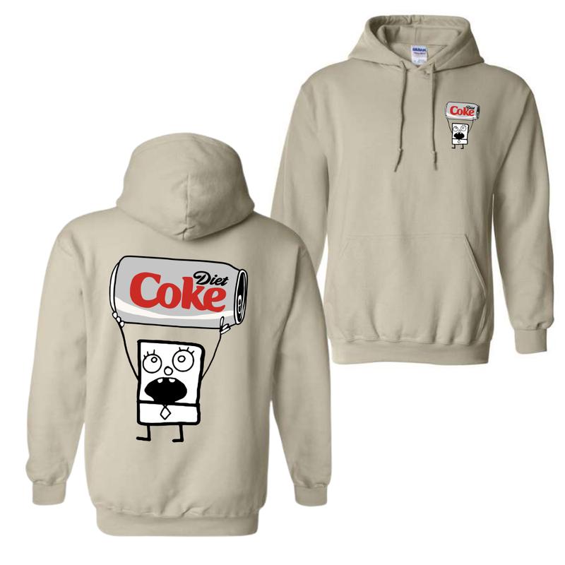 Doodlebob Diet Coke 2-Sided Hoodie, Sweatshirt, and T-Shirt - Funny Full-Color Unisex Design for Summer, Perfect for Men and Women, Great Gift for All.