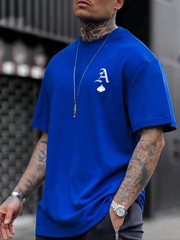 Men's Letter Print Round Neck Tee, Regular Fit Casual Streetwear Short Sleeve T-shirt, Graphic Tees,Â Men's Summer Clothes Top for Daily Wear