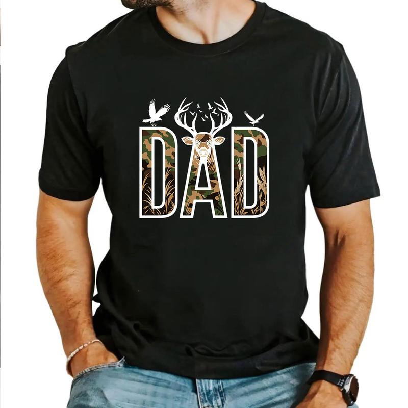 Hunter Dad Cotton T-Shirt, Graphic Deer Hunting, Shirt for Huting Season, Gift for Dad