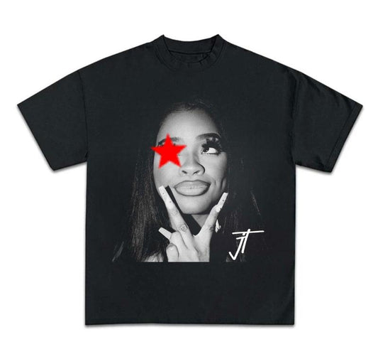Big Face JT rapper Signature Red Star Graphic Tee