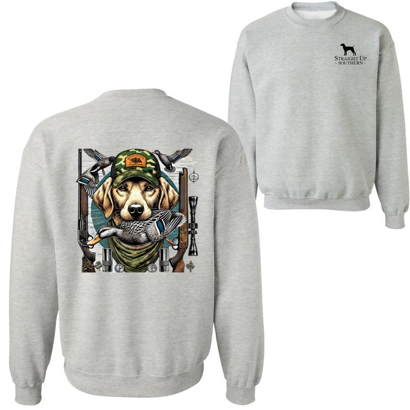 Straight Up Southern Duck Hunting Sweatshirt, - Camo DRG Hunting Dog Graphic for Outdoor Enthusiasts, Cozy and Durable Pullover for Adventure Hoodie