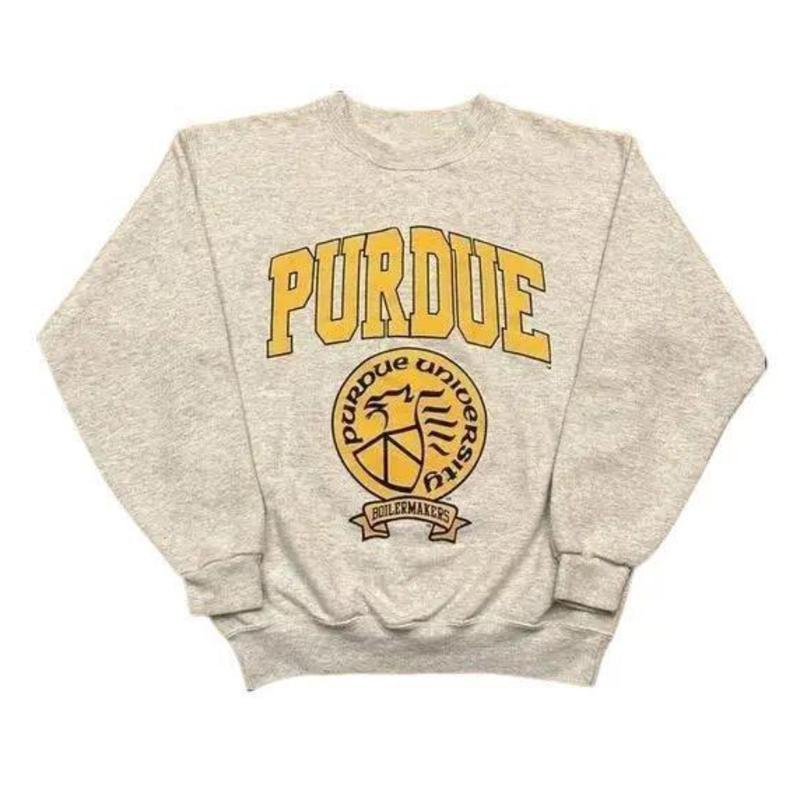 Unisex Reprint Retro Vintage Purdue University Purdue Boilermakers College 90s Cotton Fabric Menswear Hoodie