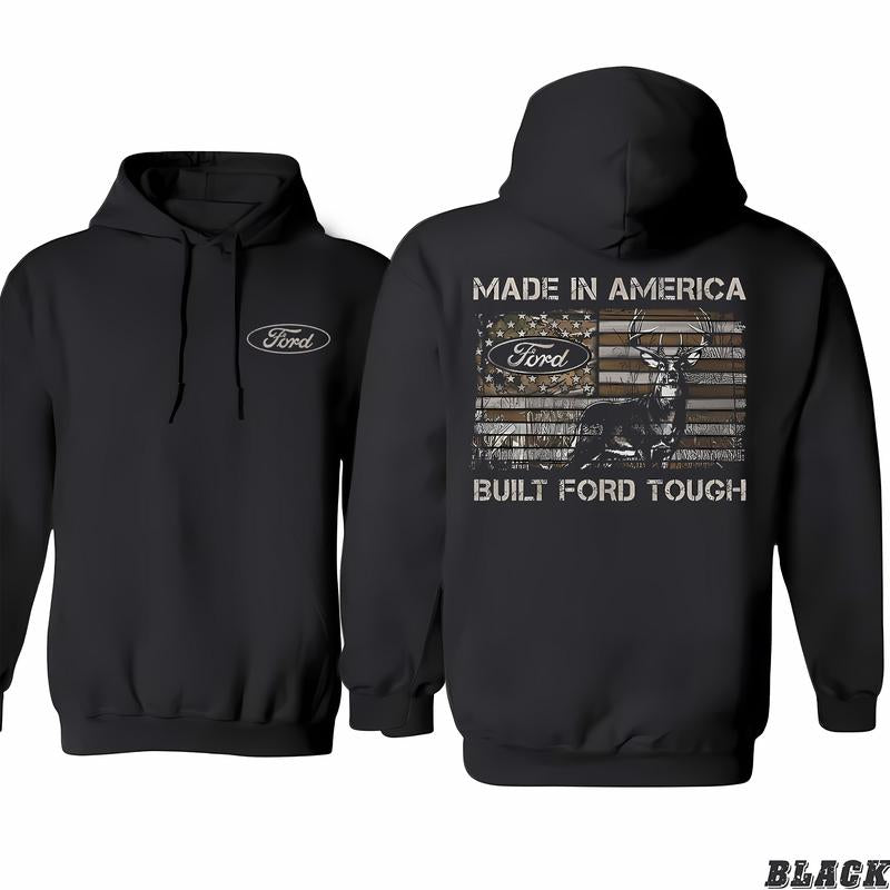 Ford - Made In America Hoodie, Trendy Fashion Available, Athleisure Wear, Full Color Range, Universal Style Options, Classic Cotton, Menswear Unisex