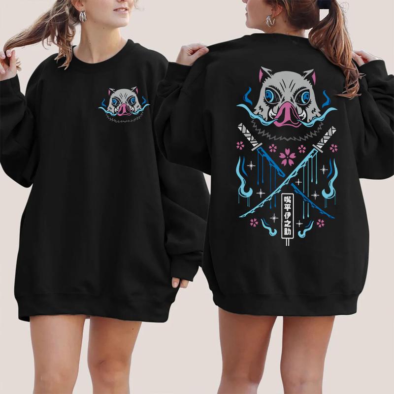 Inosuke Hashibira with his sword Dual Serrated Nichirin Katanas shirt, Demon Slayer t-shirt, Anime sweatshirt hoodie, Anime lover t-shirt