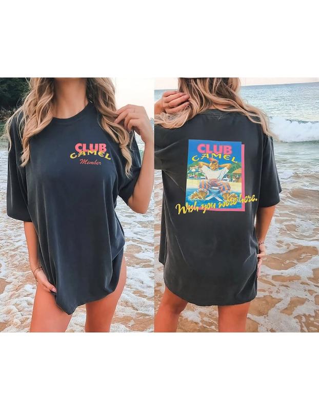 1991 Club Camel Unisex Garment-Dyed T-shirt  Vintage Inspired Joe Camel for Club Med Parody  T-shirt, sweater and Hoodie 2 sides