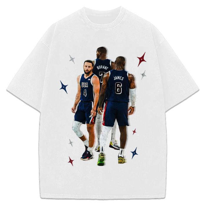 Stephen Curry Bron Durant BIG 3 USA World Champ Custom Graphic Tee