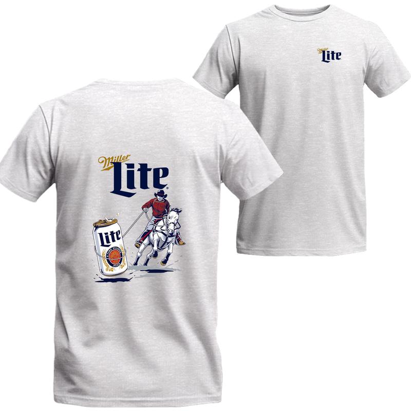 Miller Lite Rodeo 2 Sides T-shirt, Miller Light Short Sleeve Tee, Unisex Shirt, Menswear Top, beer shirt, drinking shirt