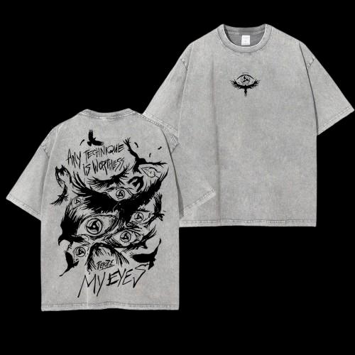 Retro Heavy Limited Itachi Sharingan Eye - Naruto Anime Double Printed Vintage Oversized Washed Tee Unisex Oversize Anime Manga Washed Heavyweight Cot