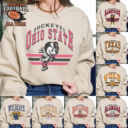 All Team Vintage Football NCAA Sweatshirt Sand, Vintage Sweatshirt NCAA, Classic Sport Sweatshirt, Gifts For Football Fan Sport