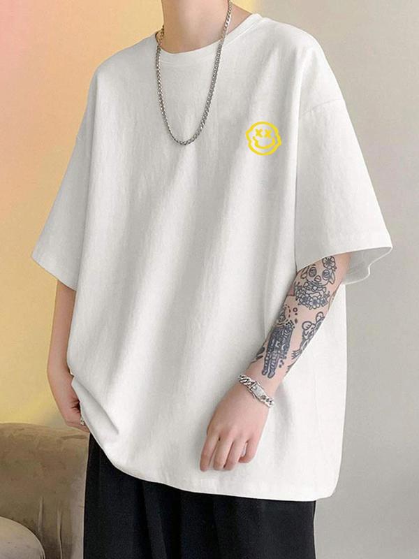 Men's Cartoon Letter Graphic Print Round Neck Sleep Tee, Graphic T-shirts, Regular Fit Casual Short Sleeve Pajama T-shirt, Men's Summer Sleepwear