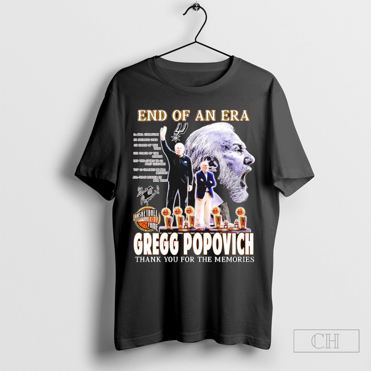 San Antonio Spurs End Of An Era Gregg Popovich 2025 Thank You For The Memories Signature Shirt