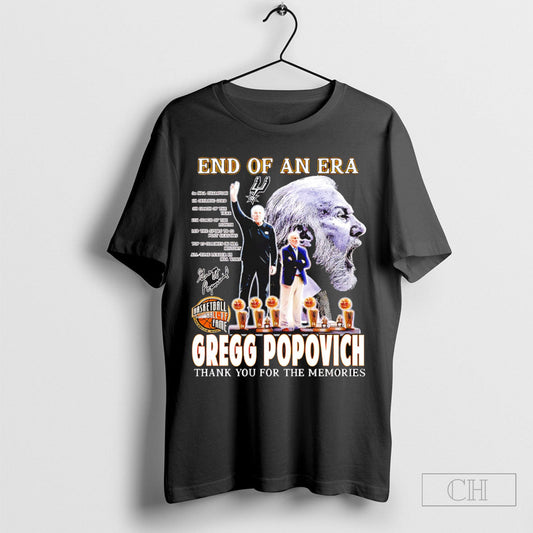 San Antonio Spurs End Of An Era Gregg Popovich 2025 Thank You For The Memories Signature Shirt