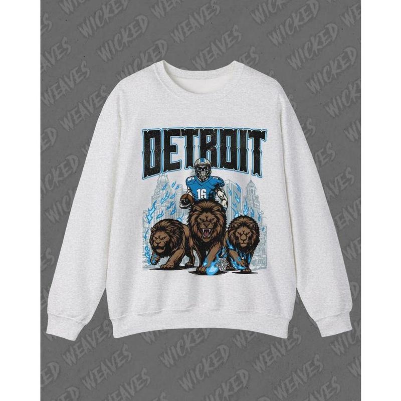 Detroit Football Sweatshirt, Graphic Vintage Skeleton Sweater, Fan Gift Crewneck, Lions