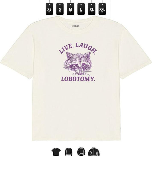 Live, Laugh, Lobotomy - Unisex Heavy Taped neck T-Shirt, Gifts