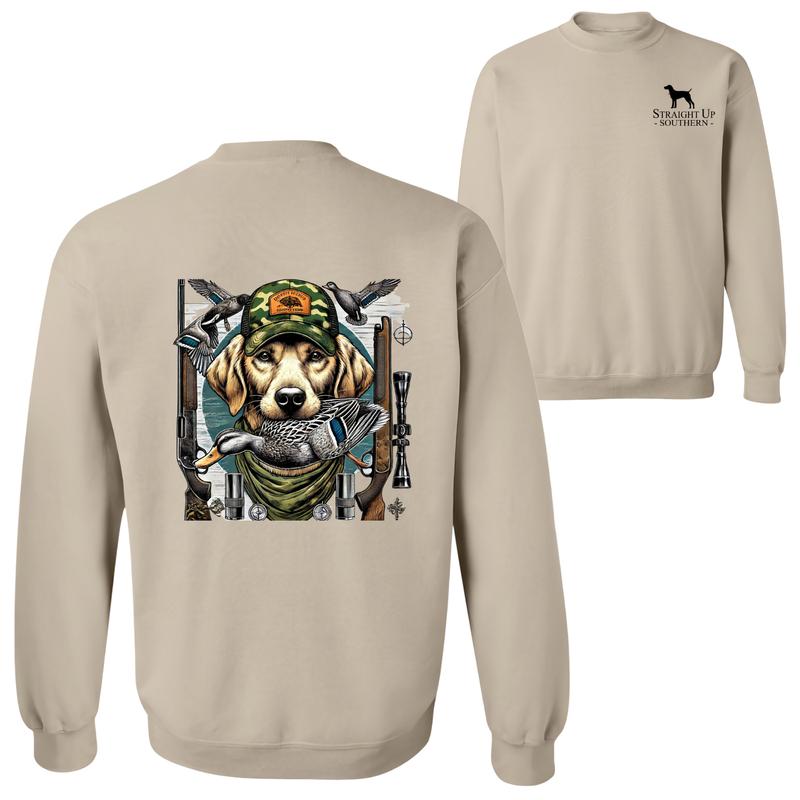 Straight Up Southern Duck Hunting Sweatshirt, - Camo DRG Hunting Dog Graphic for Outdoor Enthusiasts, Cozy and Durable Pullover for Adventure Hoodie