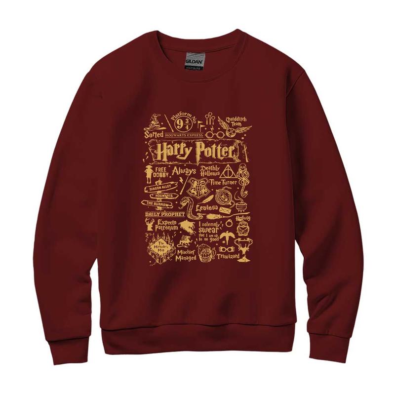 HP Iconic Quotes Unisex Sweatshirt, Hogwarts Hoodie, HP Signature Things T-Shirt, Cotton Relaxed Fit Sweaters Pullover potterhead gift