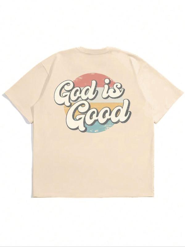 Men's Letter Print Round Neck Tee Summer Clothes, Casual Regular Fit Short Sleeve Crew Neck T-shirt for Summer, Graphic Tees, Fashion Men's Streetwear for Daily Wear