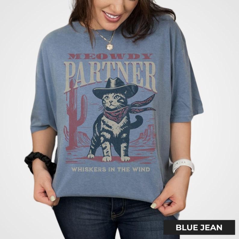 Meowdy Partner Cowboy Cat Shirt, Vintage Cowboy Shirt, Funny Cowboy Cat Shirt, For Men For Women