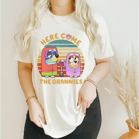 Bluey Here Come the Grannies Unisex T-Shirt,Perfect Tee, Gifts For Boyfriend and Girlfriend T-Shirt