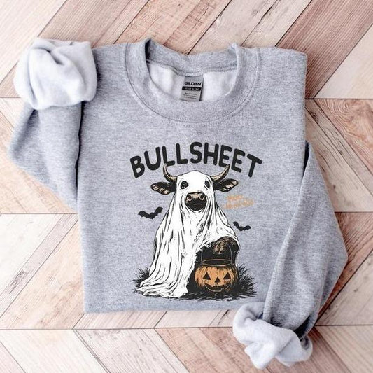 Bullsheet Halloween Sweatshirt, Halloween Bullsheet Moo I Mean Boo Shirt, Ghost Cow Sweatshirt, Halloween Sweatshirt, Bullsheet Cow Shirt, Halloween Gift for Him, Gift for Her, Casual Outfit, Gift for Best Friend, Graphic Clothing, Full Sizes, Full Colors