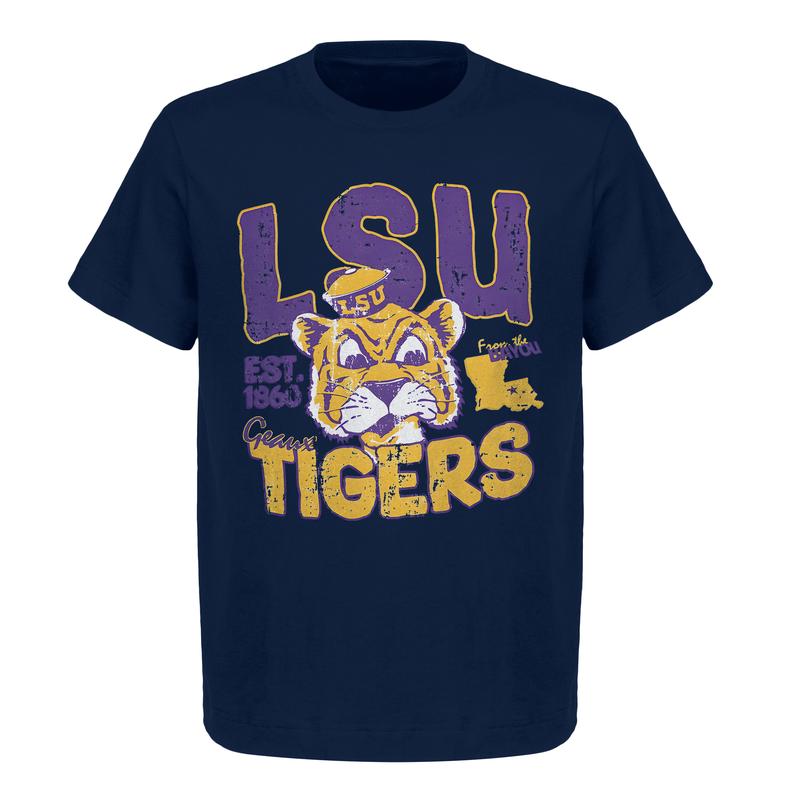 LSU Geaux Tigers Est. 1860 Bayou Crew Neck T-Shirt - Vintage Gildan 5000 Heavy Cotton Tee for Men & Women | Ideal for College Football Fans
