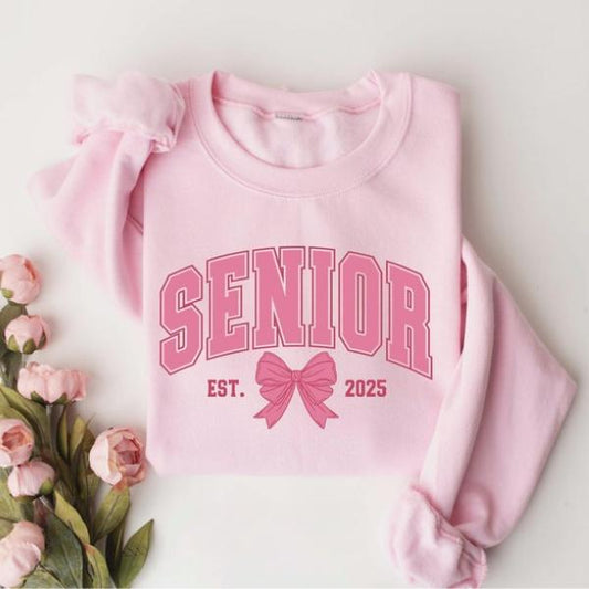Senior 2025 Shirt, Coquette Senior Class Of 2025, Senior Pink Bow Sweatshirt, Graduation Gift, High School Gift Sweatshirt