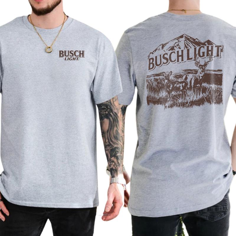 Vintage Busch Light Wildlife Deer 2-Sided Shirt, Deer Hunting Graphic Tee, Drink T-shirt, Hunting Tshirt, Casual Menswear, Classic Cotton Fabric Tops