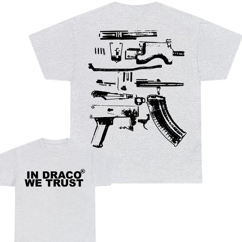 IN DRACO WE TRUST T-SHIRT, 2 SIDE - UNISEX - Design Color Black & White, Men's top - T-shirt ,  - For Men & Women Tee