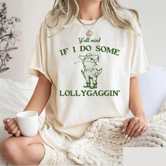 Y'all Mind If I Do Some Lollygaggin' T-Shirt Sweater Hoodie, Funny Frog Shirt - Cowboy Meme Graphic Tee, Humorous Western Frog T-Shirt