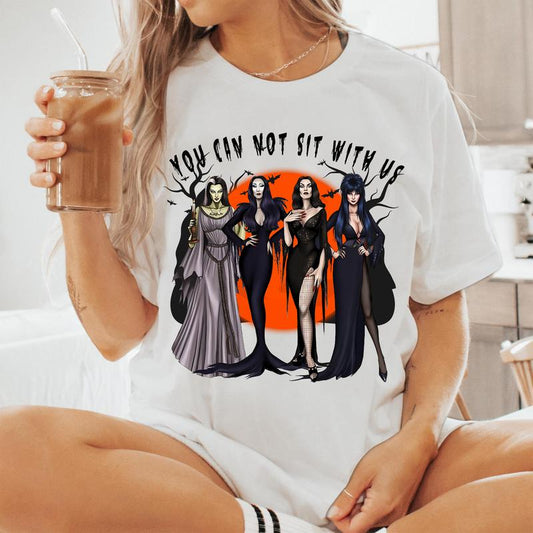 You Can Not Sit With Us Shirt, Retro Halloween Character T-Shirt, Halloween Design T-Shirt Cotton Unisex