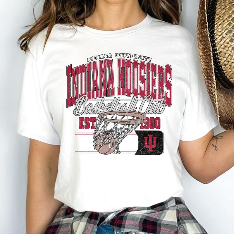 Vintage Indiana Hoosiers NCAA Division I Men's Basketball Shirt, Indiana University NCAA College Basketball Shirt, Crewneck, Cotton, Shirt