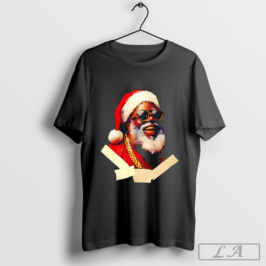 Santa gold grill graphic Christmas shirt