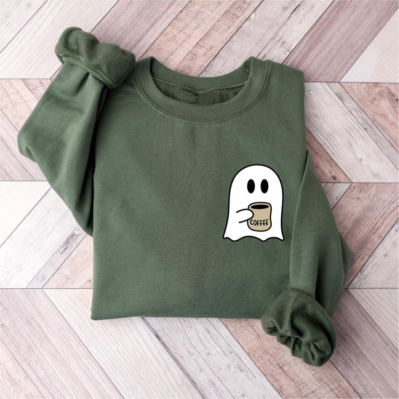 Cute Spooky Coffee Sweatshirt, Cute Ghost Coffee Sweatshirt, Spooky Season, Fall Coffee Lover Shirt, Halloween Party Shirt, Fall Graphic Shirt, Coffee Season, Halloween gifts