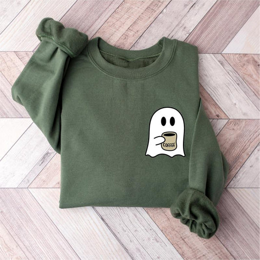 Cute Spooky Coffee Sweatshirt, Cute Ghost Coffee Sweatshirt, Spooky Season, Fall Coffee Lover Shirt, Halloween Party Shirt, Fall Graphic Shirt, Coffee Season, Halloween gifts