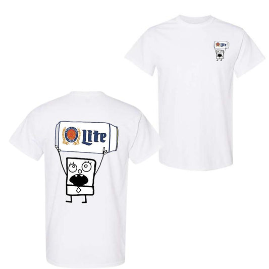 DoodleBob Miller Lite Unisex 2 Sided T-Shirt Funny Classic Cotton, Trendy T-Shirt For Men For Women