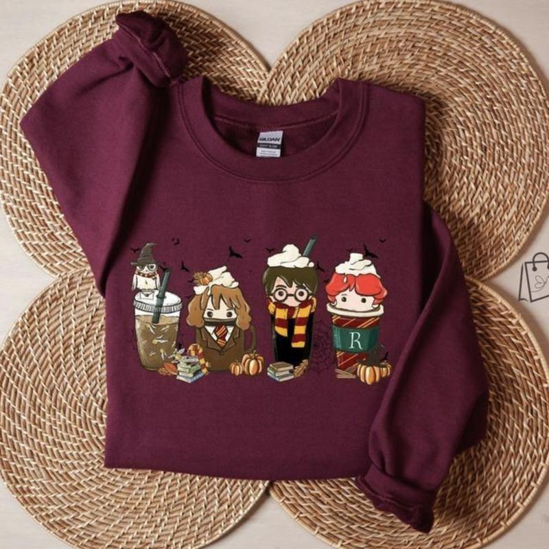 Harry Fall Coffee Sweatshirt, Witch Shirt, Wizard Robe Shirt, Hogwarts, Halloween Gift, Unisex Coffee Lover Shirt, Halloween Shirt,, Full Color, Tee P