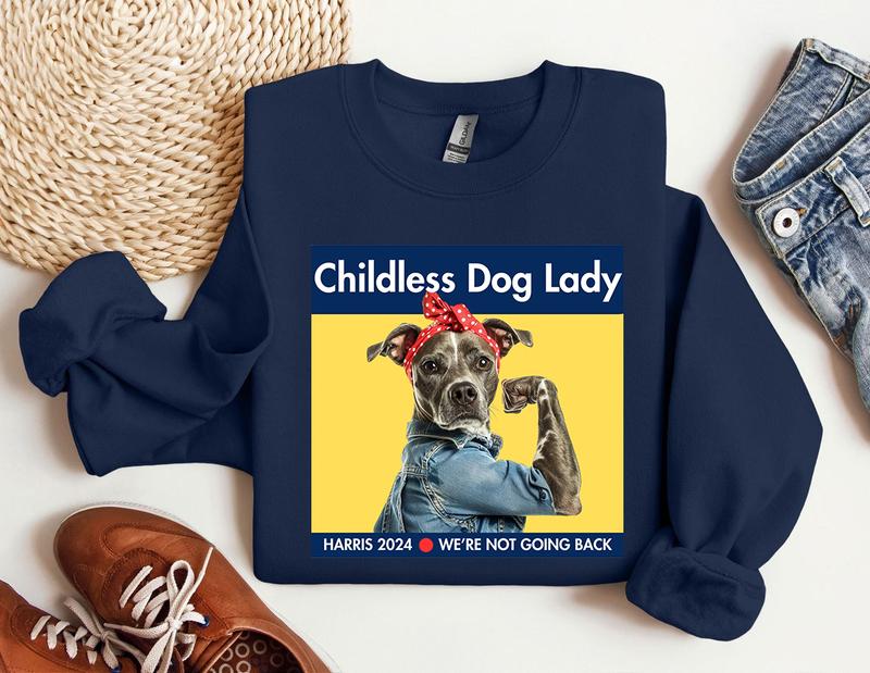 Harris 2024 T-Shirt  Childless Dog Lady  Kamala Harris Campaign  Cute Funny Dog Tshirt  Childless Cat Lady  President Harris Tee Menswear Top