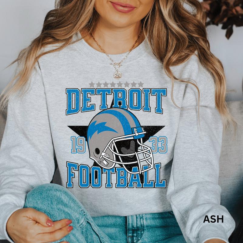 Detroit Football Sweatshirt, Football Crewneck, Retro Detroit Shirt, Detroit Sweatshirt, Vintage Graphic Football Team