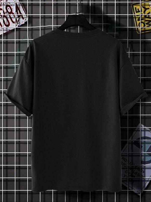 Men's Bull Head & Letter Print Round Neck Tee, Regular FitÂ Trendy Casual Streetwear GraphicÂ Short Sleeve T-Shirt for Daily Wear, Graphic Tees,Â Men's Summer Outfit 2024, Vintage Tees, Men's T Shirts