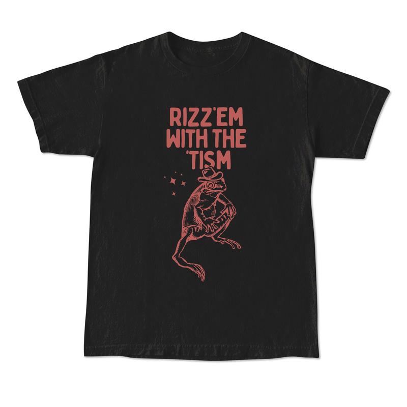 Rizz Em With The Tism Vintage T-Shirt, Retro Funny Frog Shirt, Frog Meme Tee, Vintage Washed Relaxed Cotton Shirt, Cool Frog Gifts Menswear Top