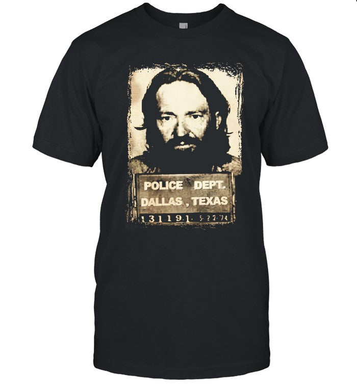 Mugshot Willie Nelson T-Shirt Black
